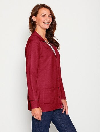 Gilet boutonné mi long col tailleur