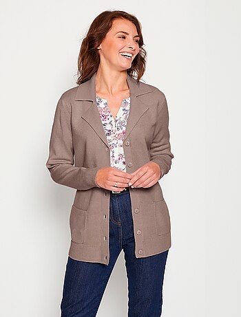 Gilet boutonné mi long col tailleur