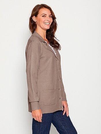 Gilet boutonné mi long col tailleur