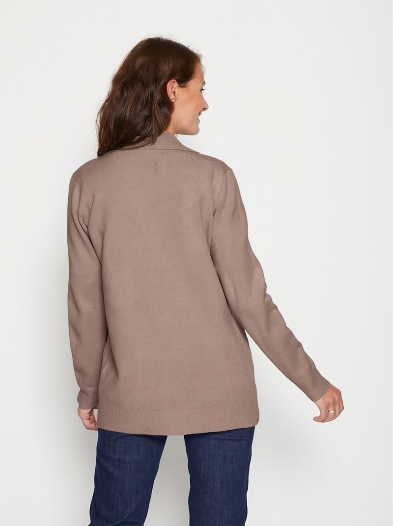 Gilet boutonné mi long col tailleur Taupe - Kiabi