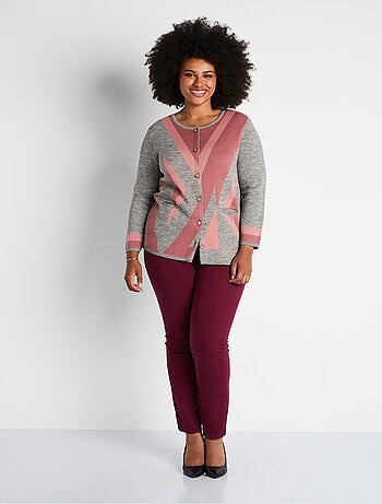 Gilet boutonné mi long jacquard laine