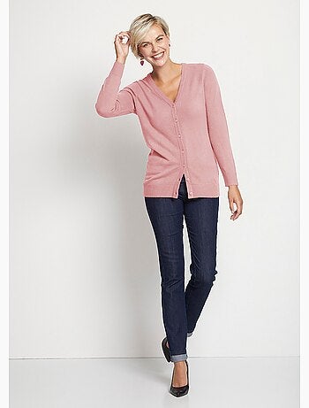 Gilet boutonné mi long maille douce - Afibel