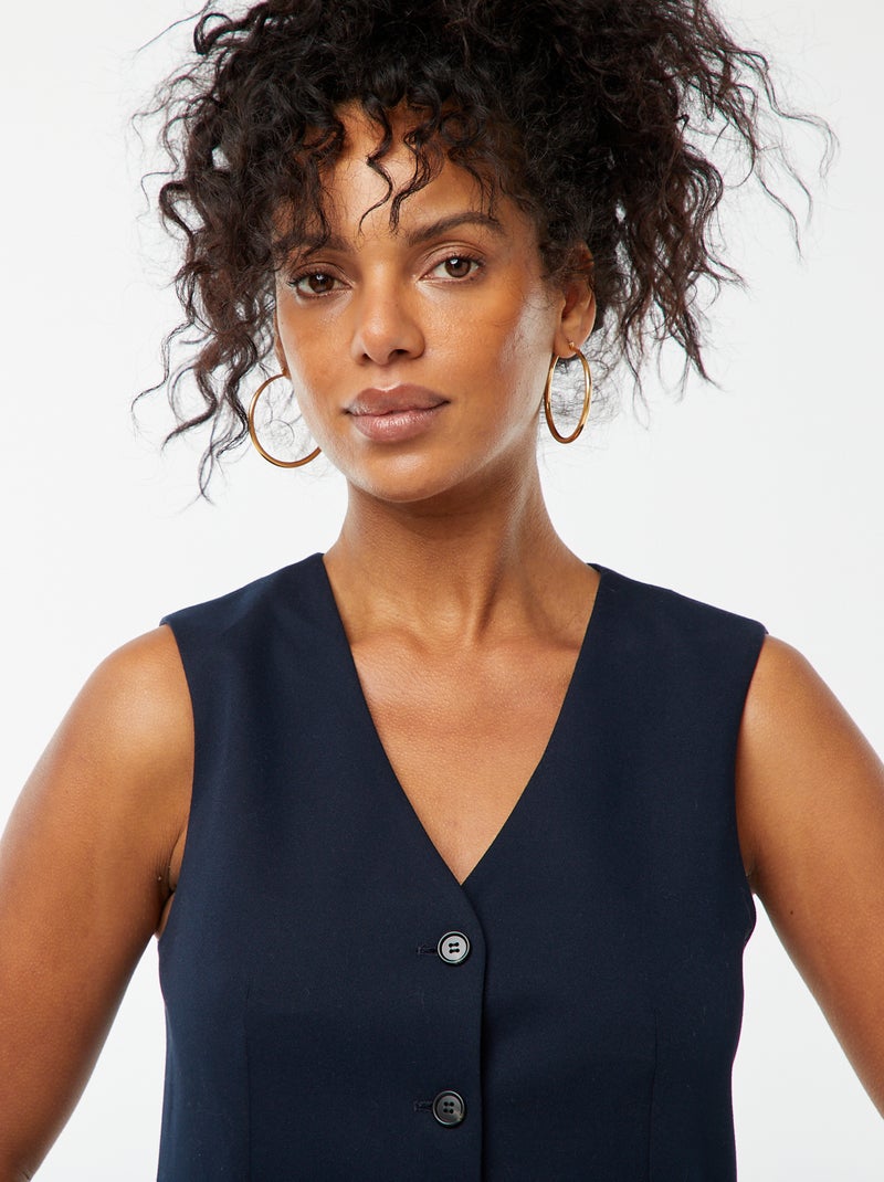 Gilet boutonné sans manches Bleu - Kiabi