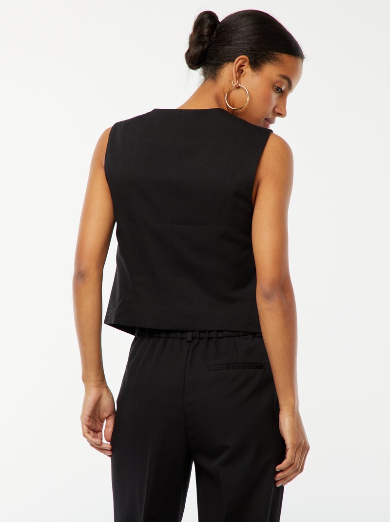 Gilet boutonné sans manches Noir - Kiabi
