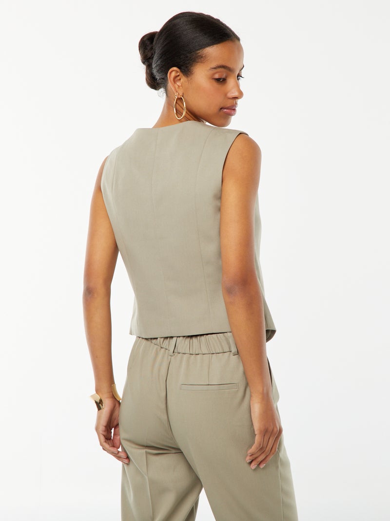 Gilet boutonné sans manches Vert - Kiabi