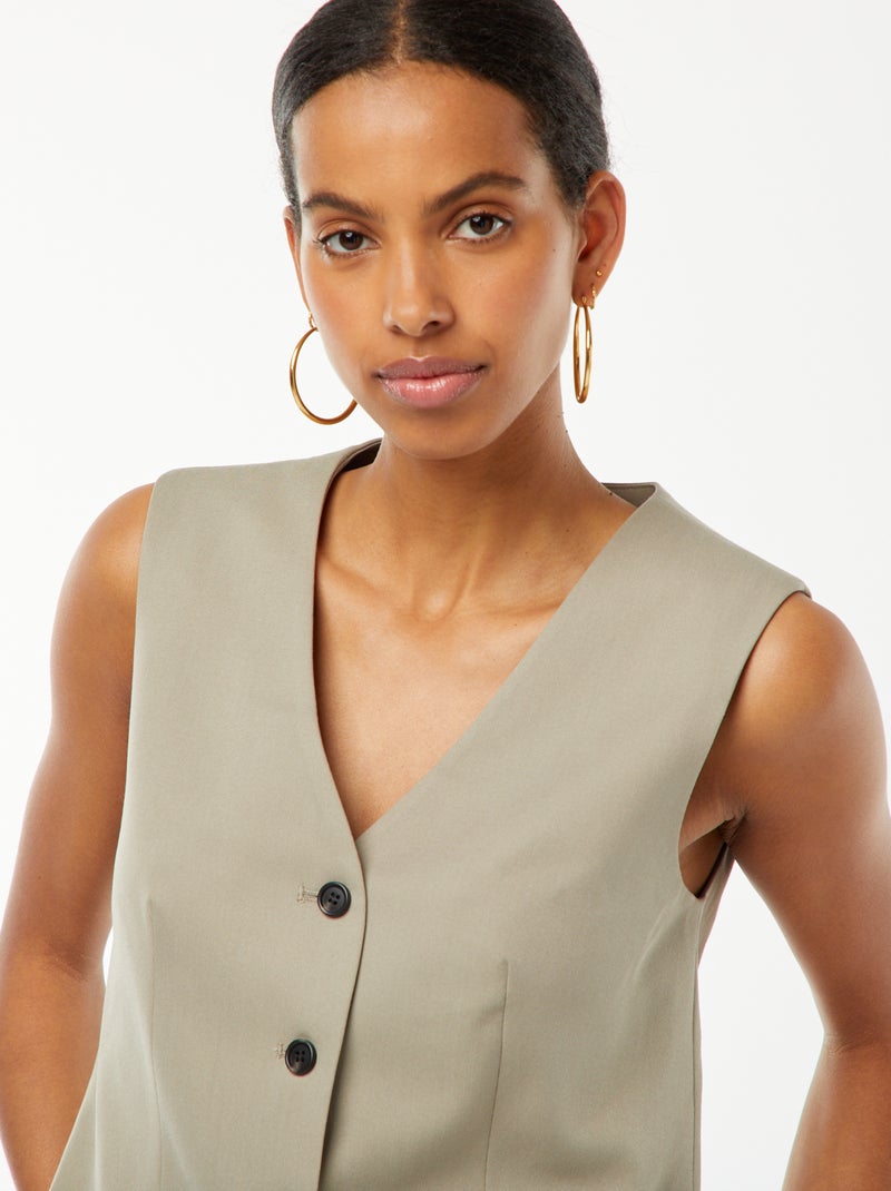 Gilet boutonné sans manches Vert - Kiabi