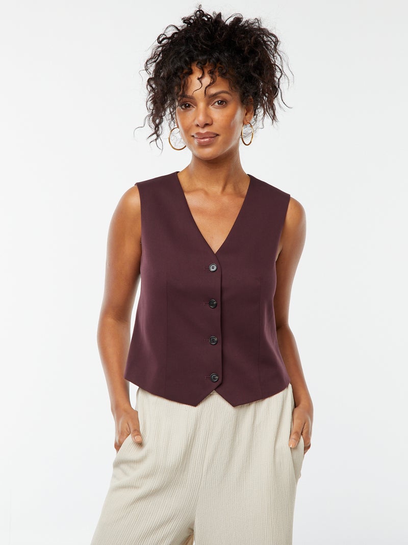 Gilet boutonné sans manches Violet - Kiabi