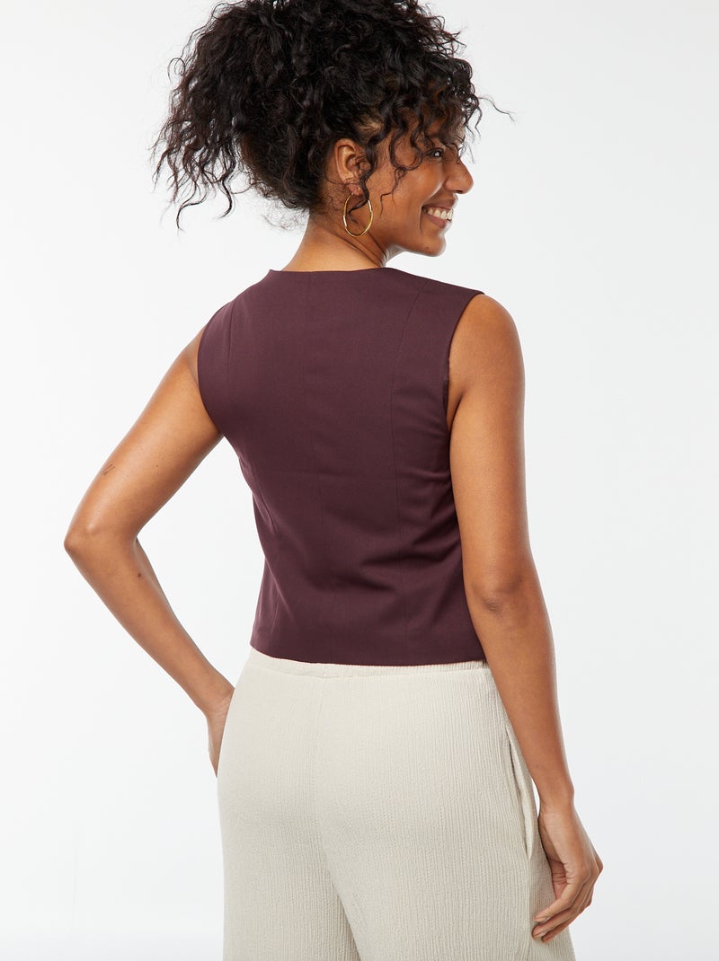 Gilet boutonné sans manches Violet - Kiabi