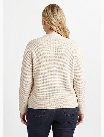 Gilet boutonné uni avec col manches longues - Afibel