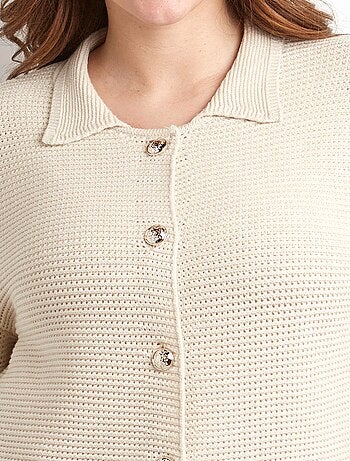 Gilet boutonné uni avec col manches longues - Afibel