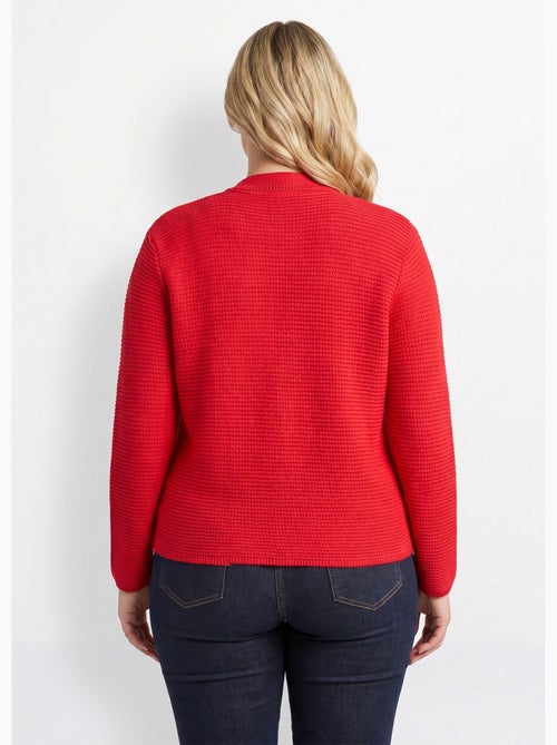 Gilet boutonné uni avec col manches longues - Afibel - Kiabi