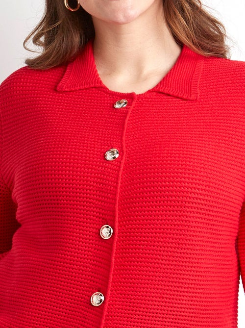 Gilet boutonné uni avec col manches longues - Afibel - Kiabi