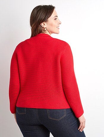 Gilet boutonné uni avec col manches longues