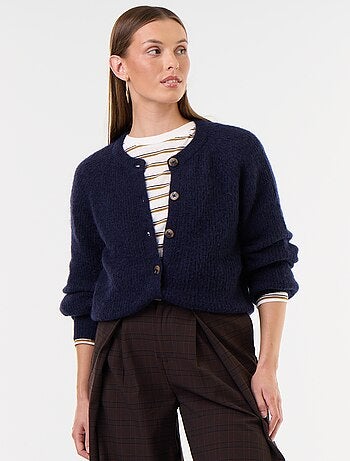 Gilet boutonnée en mohair et laine mélangé