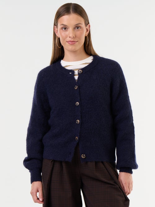 Gilet boutonnée en mohair et laine mélangé - Kiabi