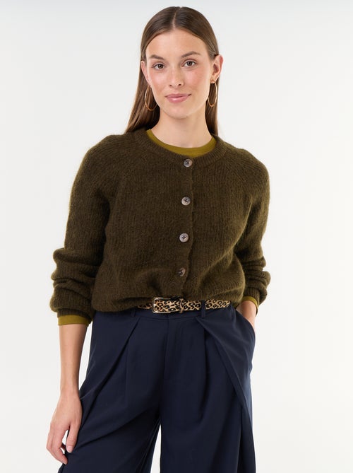 Gilet boutonnée en mohair et laine mélangé - Kiabi