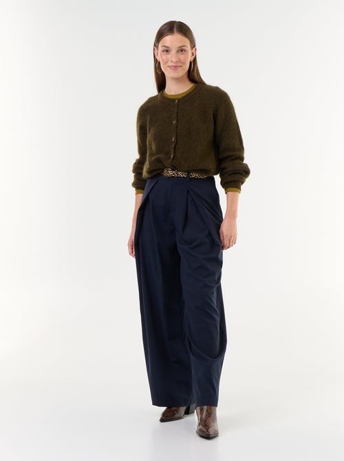 Gilet boutonnée en mohair et laine mélangé - Kiabi