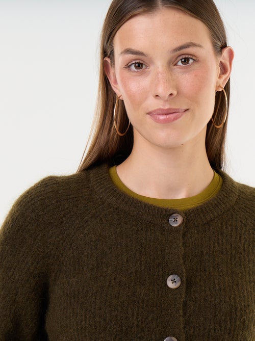 Gilet boutonnée en mohair et laine mélangé - Kiabi