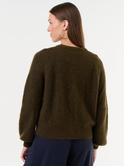 Gilet boutonnée en mohair et laine mélangé - Kiabi