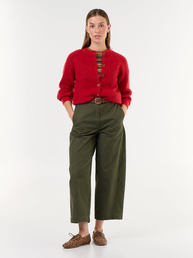 Gilet boutonnée en mohair et laine mélangé Rouge - Kiabi
