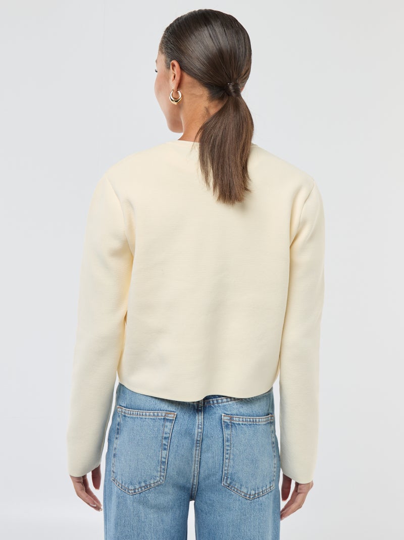 Gilet boutons dorés maille texturée Ecru - Kiabi