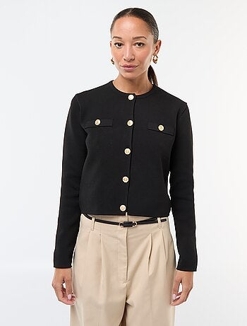 Gilet boutons dorés maille texturée