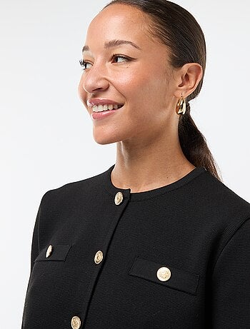 Gilet boutons dorés maille texturée