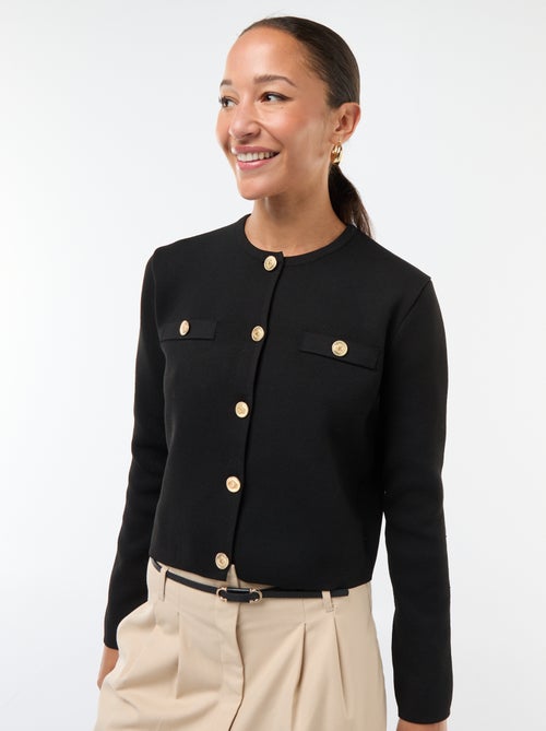 Gilet boutons dorés maille texturée - Kiabi