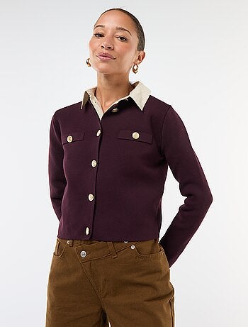 Gilet boutons dorés maille texturée