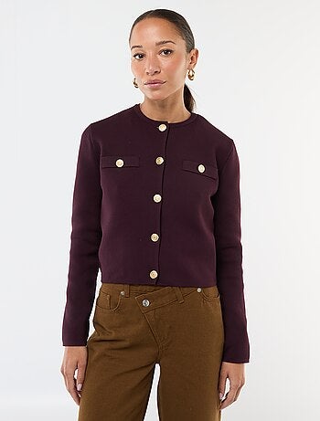 Gilet boutons dorés maille texturée