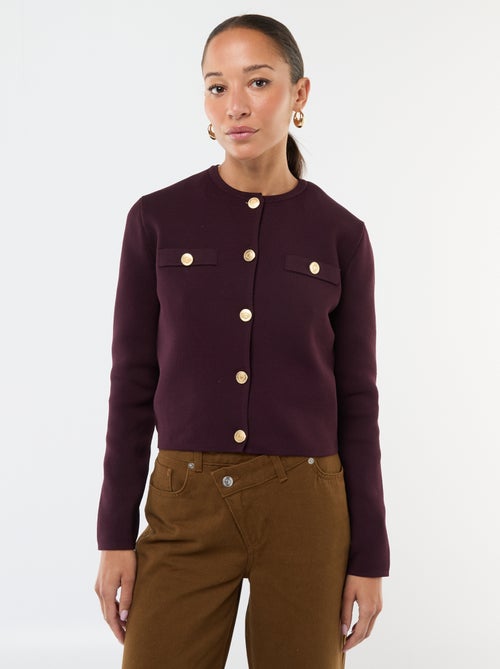 Gilet boutons dorés maille texturée - Kiabi