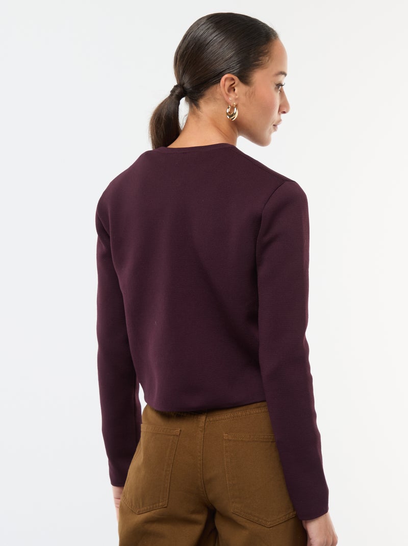 Gilet boutons dorés maille texturée Rouge - Kiabi