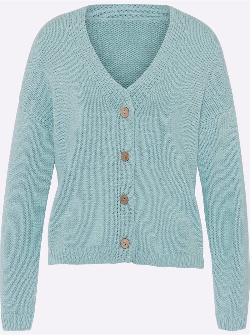 Gilet Boutons Imitation Bois - Taille Standard - Helline Menthe - Kiabi