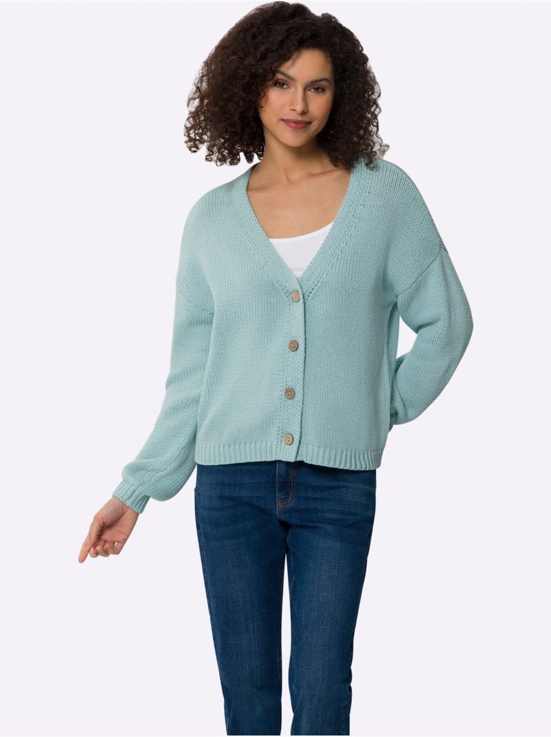 Gilet Boutons Imitation Bois - Taille Standard - Helline Menthe - Kiabi