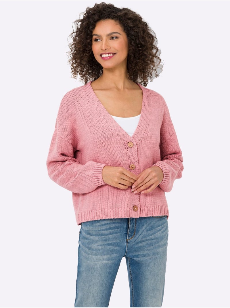 Gilet Boutons Imitation Bois - Taille Standard - helline Rose - Kiabi