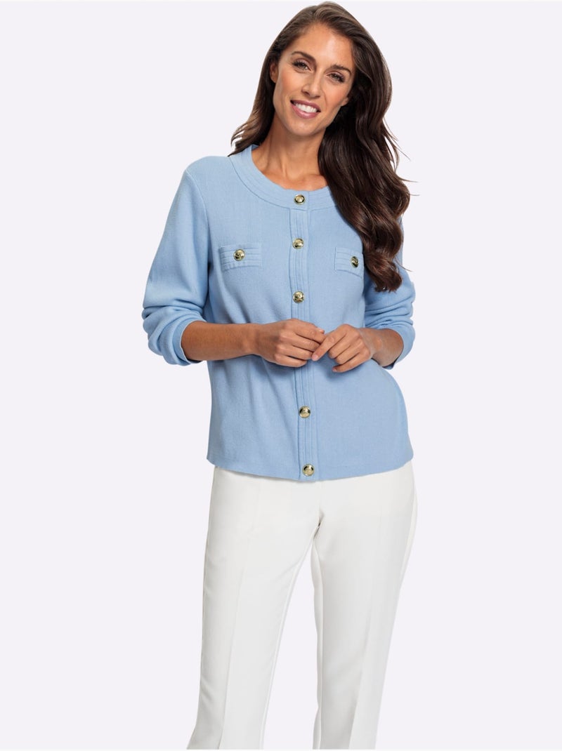 Gilet Boutons-pression Couleur Or - Taille Standard - helline Bleu ciel - Kiabi