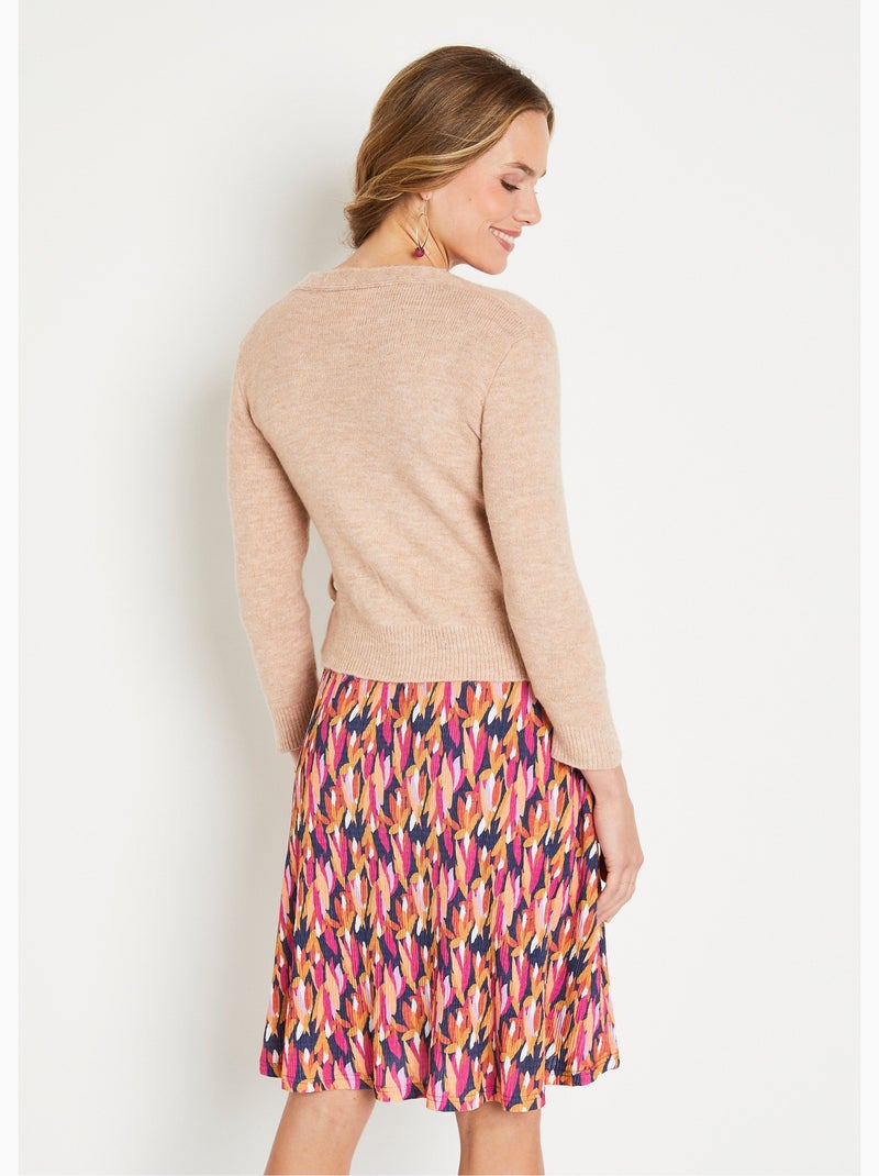 Gilet cache-coeur court tricot mousseux - Afibel Beige - Kiabi