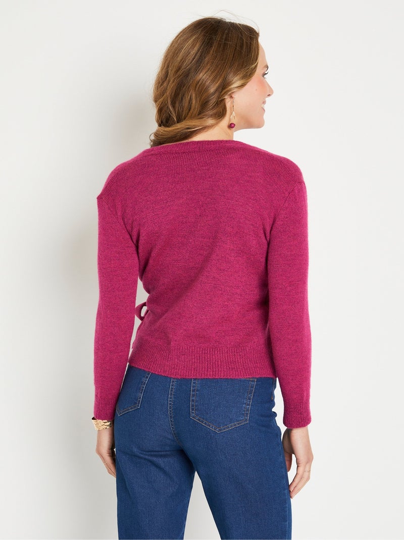 Gilet cache-coeur court tricot mousseux - Afibel Rose fushia - Kiabi