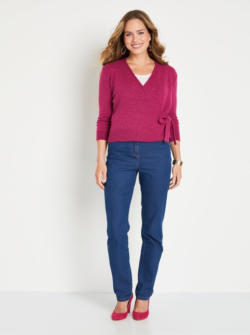 Gilet cache-coeur court tricot mousseux - Afibel Rose fushia - Kiabi