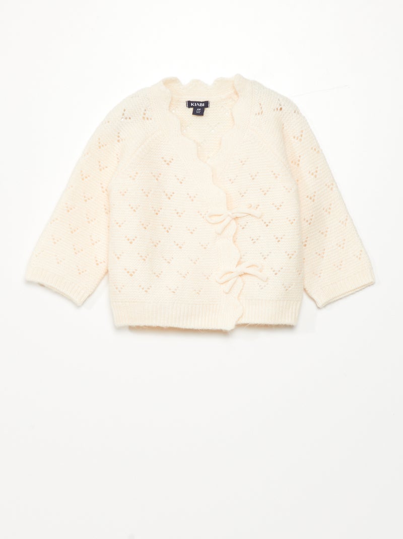 Gilet cache-coeur en maille fantaisie Beige - Kiabi