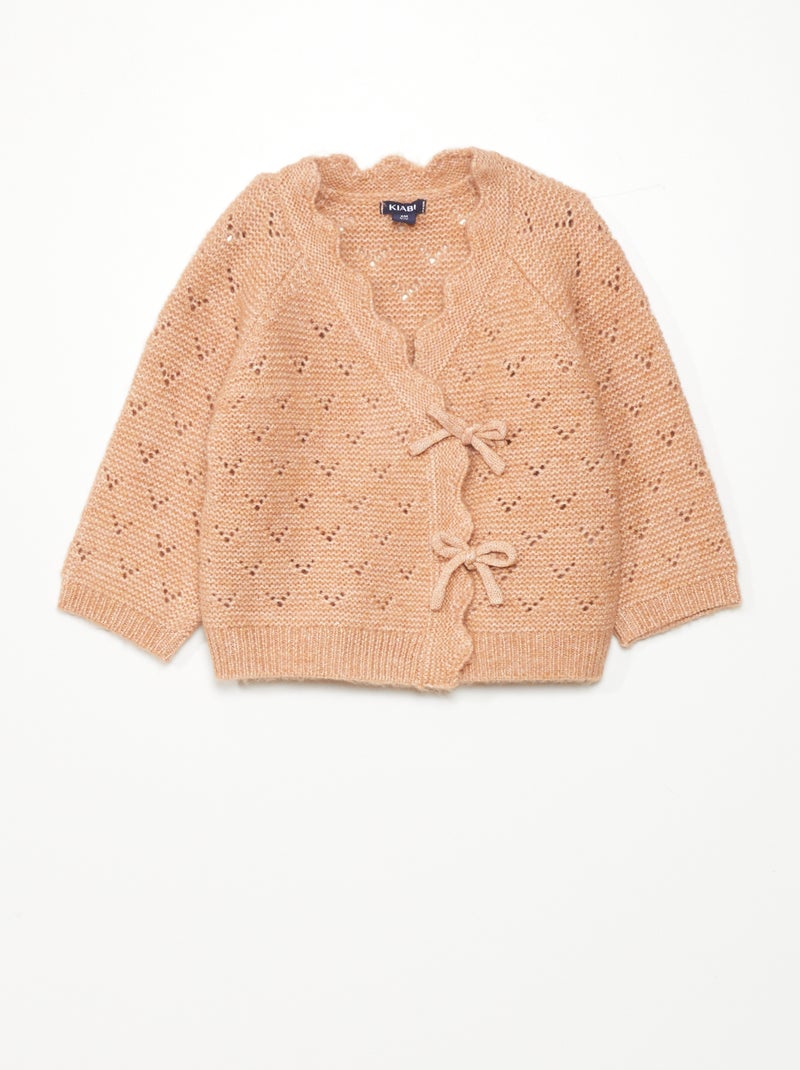 Gilet cache-coeur en maille fantaisie Rose - Kiabi