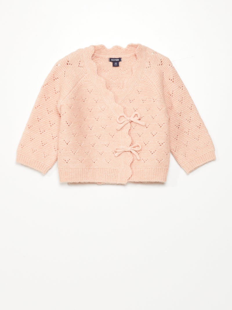 Gilet cache-coeur en maille fantaisie Rose cendré - Kiabi