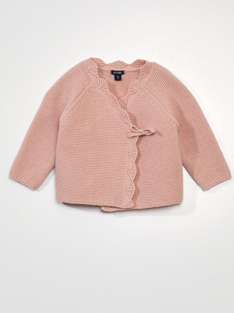 Gilet cache-coeur en point mousse rose - Kiabi