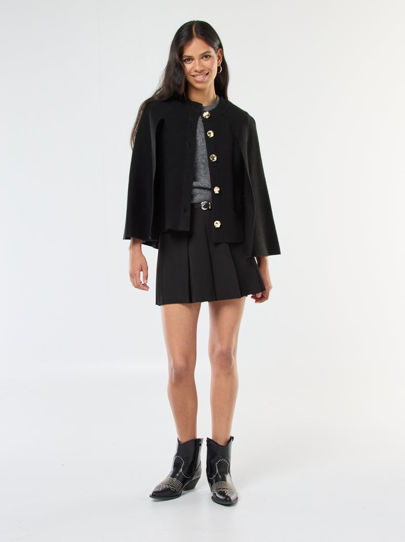 Gilet cape avec boutons dorés Noir - Kiabi