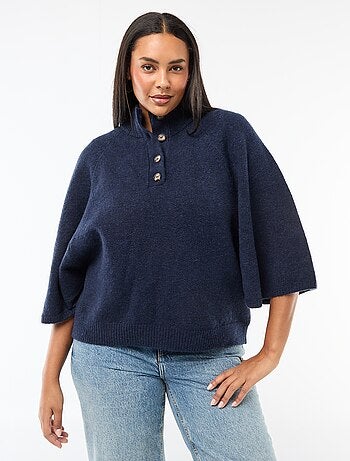 Gilet cape en maille grosse jauge