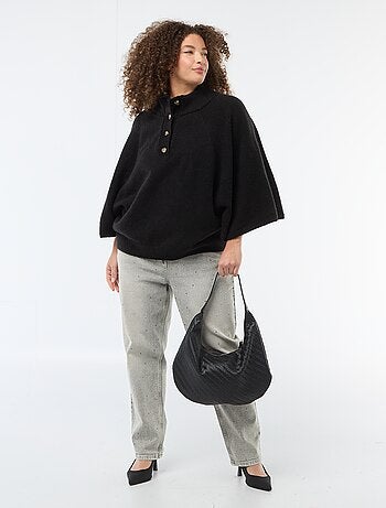 Gilet cape en maille grosse jauge