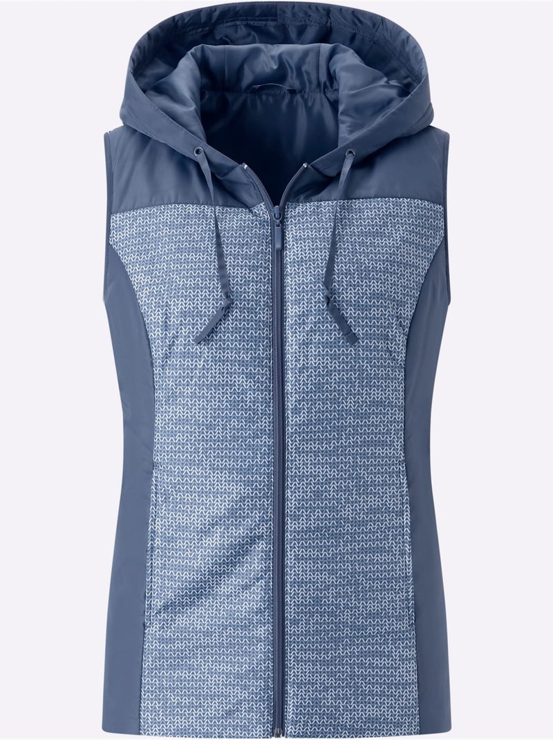 Gilet capuche avec coulisse et lien à nouer - taille standard - moda vilona Bleu Ecru - Kiabi