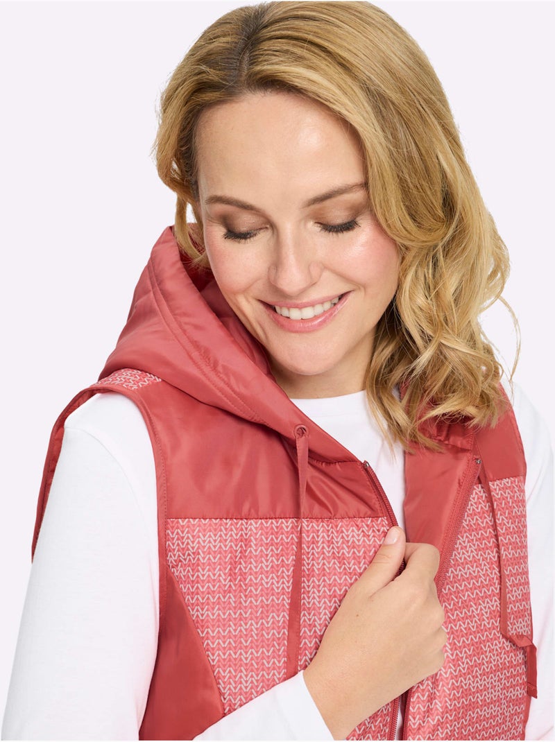 Gilet capuche avec coulisse et lien à nouer - taille standard - moda vilona Rose - Kiabi