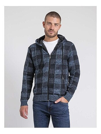 Gilet capuche carreaux doublé effet moutonné LAMACAO