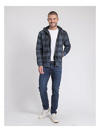 Gilet capuche carreaux doublé effet moutonné LAMACAO